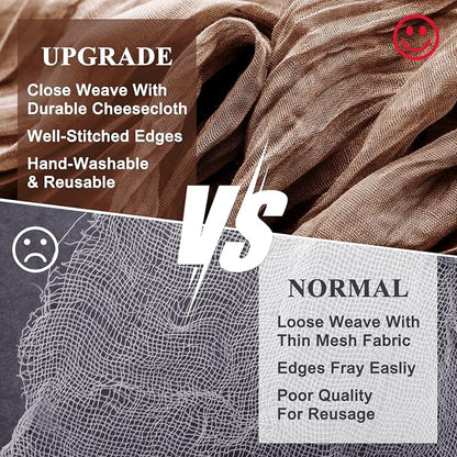 Cheesecloth Table Runner Brown 10FT Boho Gauze Runner, 2 Pack | 120 Inch Cheese - Image 4