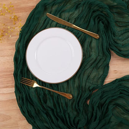 Dark Green Cheesecloth Table Runner 157 Inch Long Boho Table Runner Vintage - Image 4