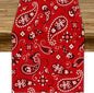 Paisley Table Runner, Boho Vintage Western Red Paisley Flower Print Table Runner by JanJCurt