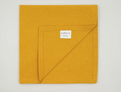PurpleEssences Set of 12 Cloth Dinner Napkins 100% Cotton 18x18 Inch - Soft Durable Washable - Ideal for Farmhouse Party Christmas Holiday Winter - Perfect Everyday Use Table Linen - Golden Yellow
