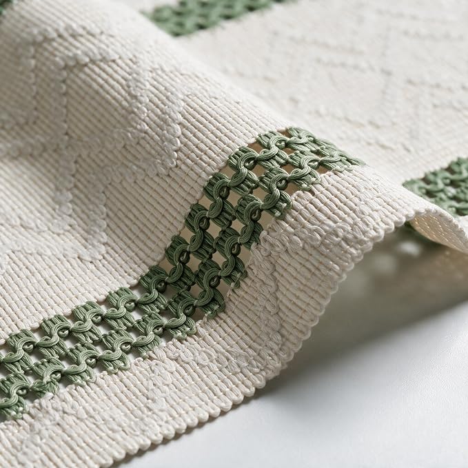 Artoid Mode Army Green Stripe Woven Rustic Table Runner 12x72 Inch | Holiday - Image 6