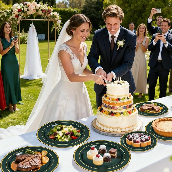 350PCS Green and Gold Plates - Image 4