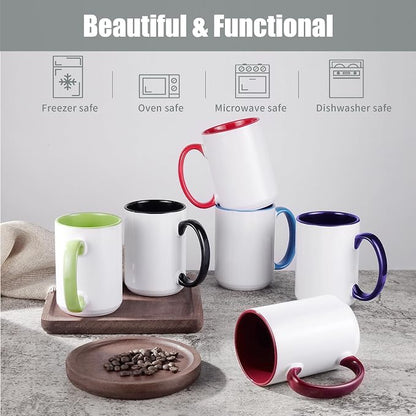 TANGLONG 12PC 15oz Sublimation coffee Mugswith Box -6 White and 6 Black | - Image 4