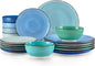 vancasso Bonita Plates and Bowls Set 18 Pieces Blue Stoneware Service by vancasso