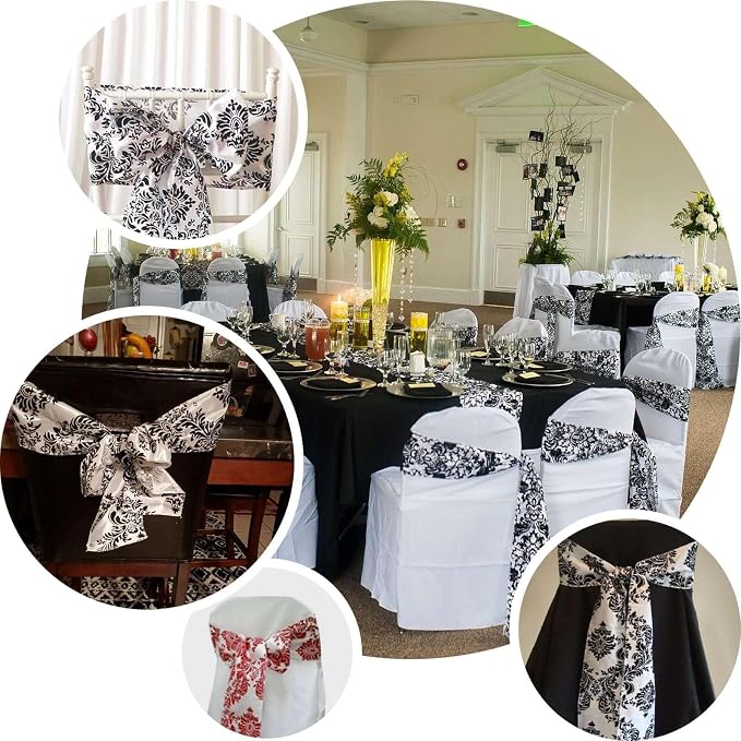 Efavormart 5pc x Damask Flocking Chair Sash - Image 4