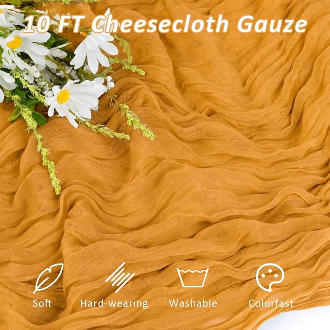 Cheesecloth Table Runner, 120 Inch 10 FT, 35x120 Inches Boho Rustic Cheesecloth - Image 2