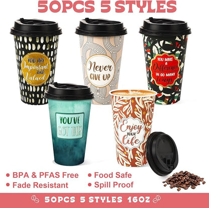 50 Pack 16 oz Disposable Coffee Cups - Image 2