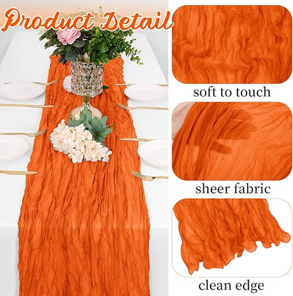 16 Pack Orange Cheesecloth Table Runners 20x120 Inch Gauze Table Runner 10FT - Image 3