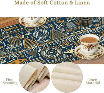Retro Ancient Egypt Table Runner Vintage Ethnic Ornament Tribal Dinner Runner - Image 5