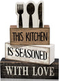 Moucuny 4 Pcs Farmhouse Kitchen Decor Rustic Spoon Fork Knife Wooden Stacked by Moucuny