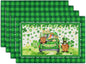 St. Patrick's Day Placemats 12x18 Inch Gnomes Truck Shamrock Clover Gold Coin Heat Resistant Table Mats Set of 4 Green Buffalo Plaid Washable Place Mats for Home Kitchen Dining Holiday Party