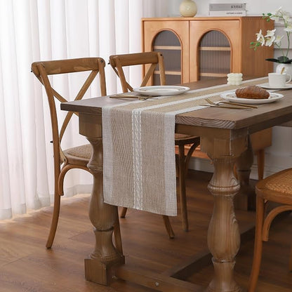 Gernaice Boho Table Runner, Rustic Cotton Linen Farmhouse Table Runners by Gernaice