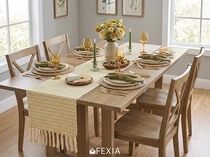 Boho Fall Table Runner Woven for Home Dining Table Decor 13x72 Inch | 72 Inches - Image 6