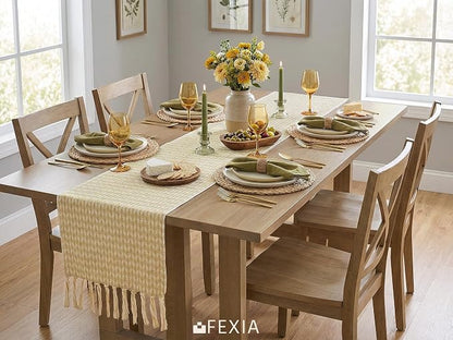 Boho Fall Table Runner Woven for Home Dining Table Decor 13x72 Inch | 72 Inches - Image 6