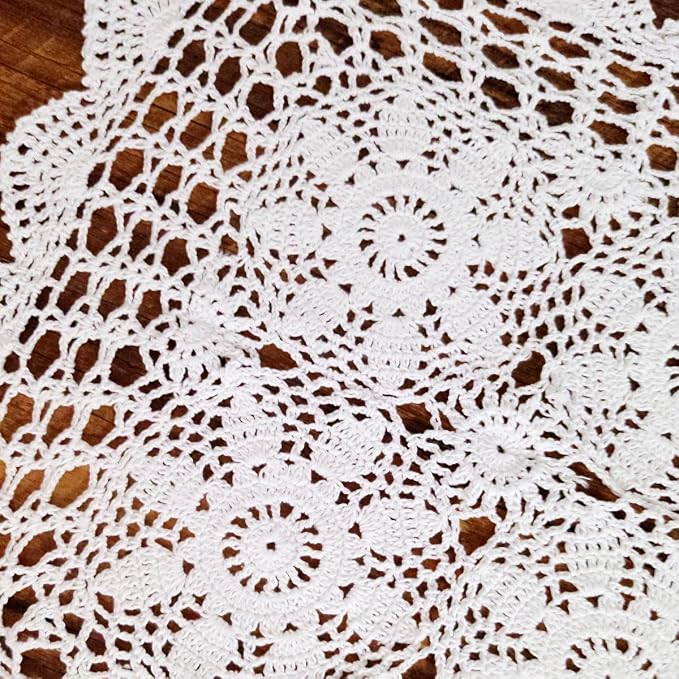 Cotton Handmade Crochet lace Table Runners Square Tablecloth Doilies Doily - Image 4