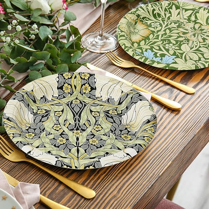 60 Pcs Vintage Wildflower Paper Plates Disposable Plates 9 Inch Green Blue - Image 6