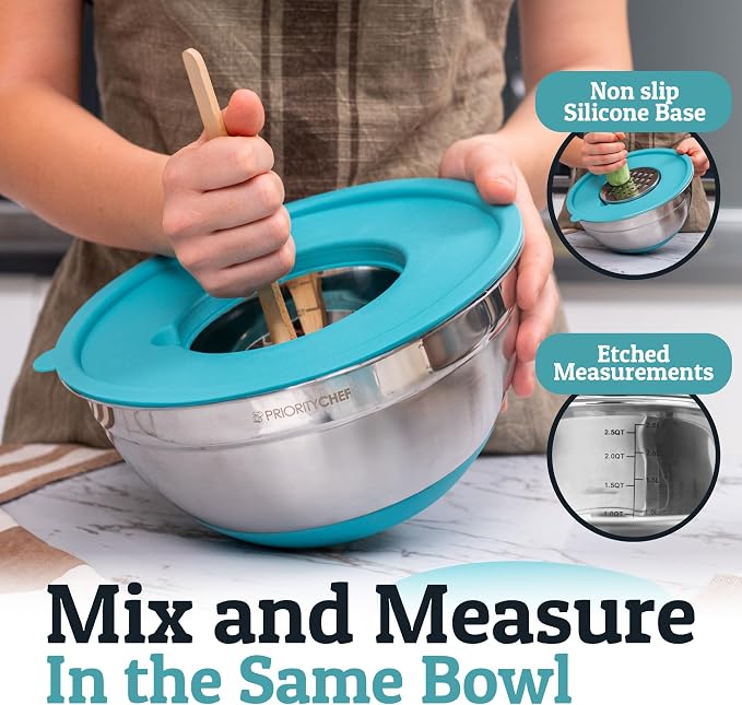 PriorityChef 6pc Stainless Steel Mixing Bowls - Image 3