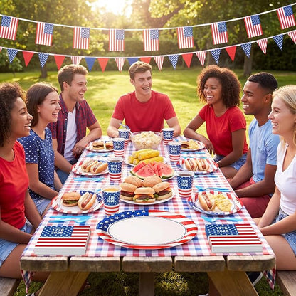 350 Pcs 4th of July Party Decorations 12 inch Disposable Patriotic Oval Plates - Image 7