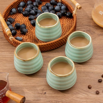 4pcs Japanese Tea Cup Set – Mini Size Cup 5OZ Ceramic Matcha Cup, Handless - Image 5