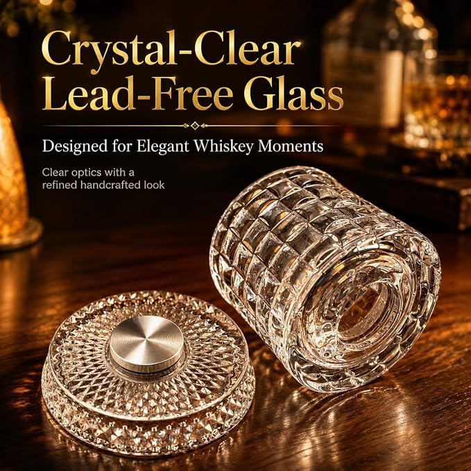 Spinning Whiskey Glasses, Rotating Glass, - Image 4