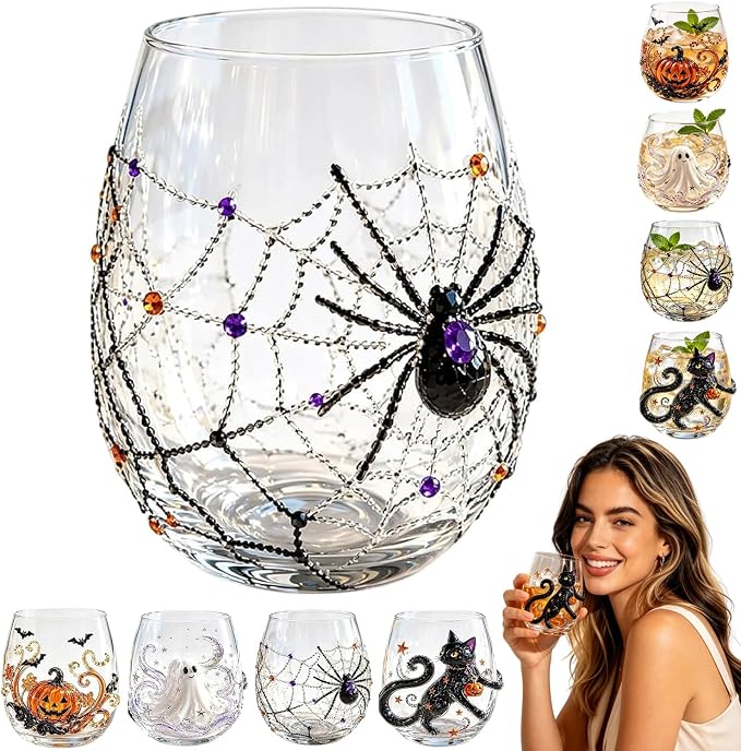 3D Halloween Artisan Glassware Collection, Handleless Glass Cups by Unknown