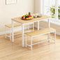 Dining Table Set for 4, Wooden Kitchen Table and 2 Benches Set with Metal Frame, Rectangular Dining Room Table Set for Small Space, Living Room, Apartment, Breakfast Nook, 43.3" L x 23.6" W x 29.9" H