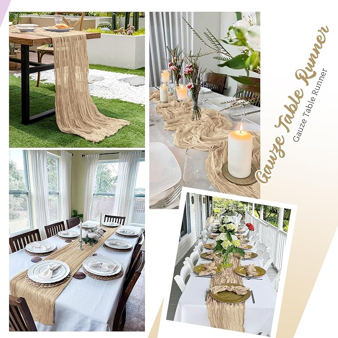 16 Pack Beige Cheesecloth Table Runners 20x120 Inch Gauze Table Runner Cheese - Image 5