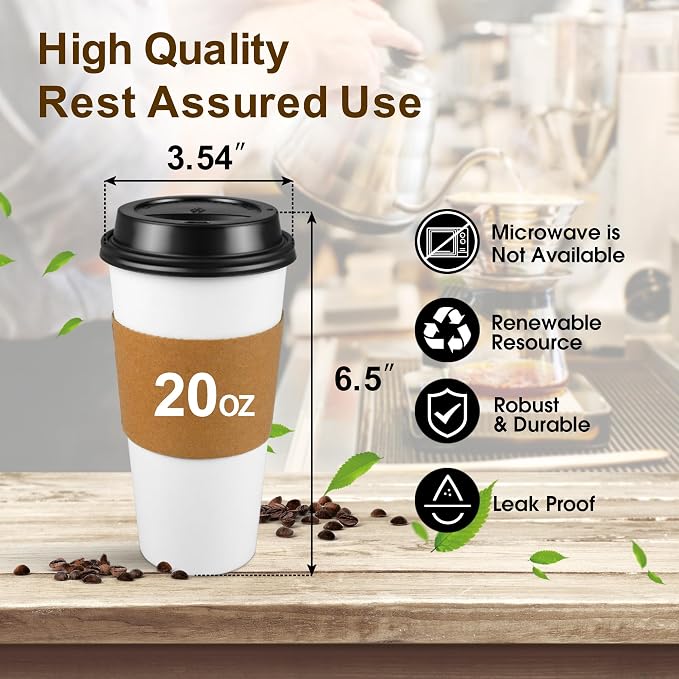 Ginkgo 100 Pack 20 oz Disposable Coffee Cups - Image 5