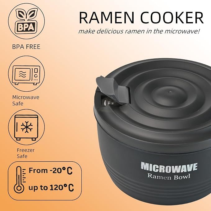Layron Large Ramen Bowl, Ramen Noodle Bowls Microwavable 45 oz, Ramen Cooker - Image 5