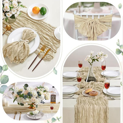AGIRL 6 Pack Beige Cheesecloth Table Runner 10FT Fall Boho Gauze Home Decor | - Image 6