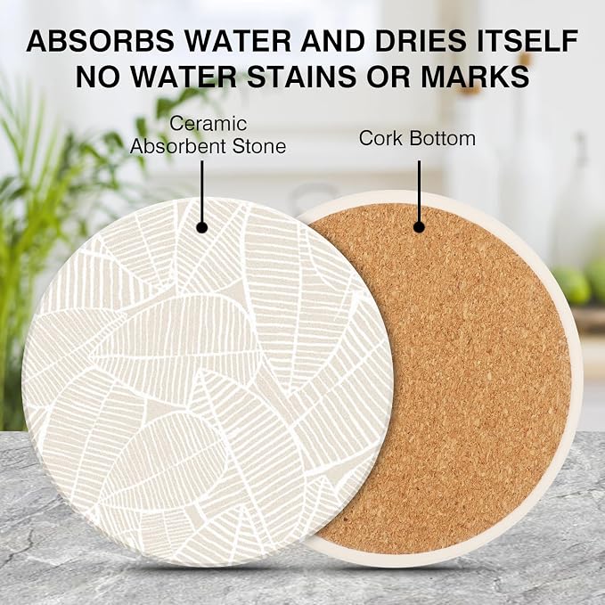 Ceramic Absorbent Table Coasters Set of 2 - Image 2