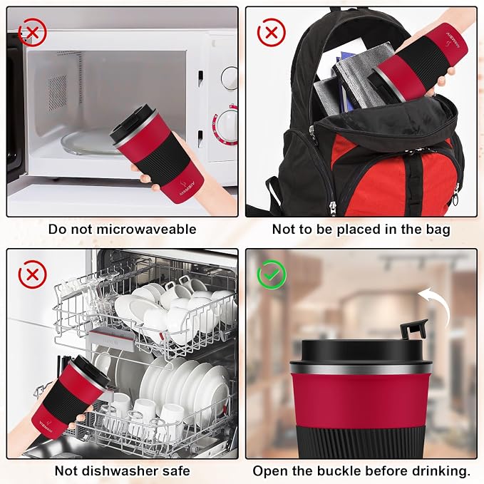 MOMSIV 12oz Travel Coffee Mug, Insulated Coffee Cup - Image 6