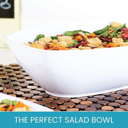 White Disposable Oval Serving Bowls, Party Snack Salad Bowl Pack of 4 - Image 3