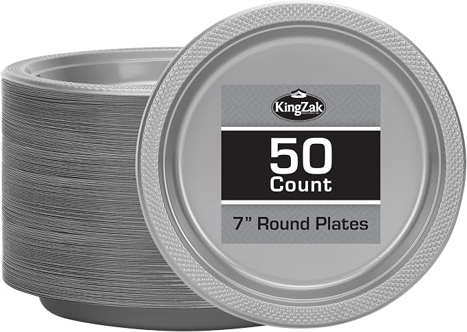 Hanna K. Signature Silver Solid Color Premium Heavy Weight Plastic Appetizer by HannaKSignature