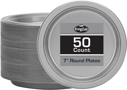 Hanna K. Signature Silver Solid Color Premium Heavy Weight Plastic Appetizer by HannaKSignature