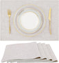 homing Cotton Linen Placemats Set of 4, Cloth Washable Farmhouse Dining Table Mats for Indoors & Outdoors, Easy to Clean, Neutral Beige, 13 x 19 Inch
