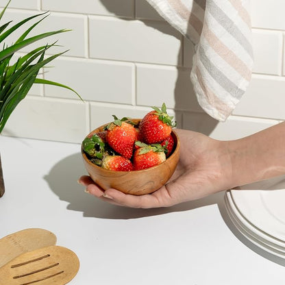 Set of 6 small acacia wood dessert bowls 4.2 * 2 inches | 8 oz capacity | - Image 2