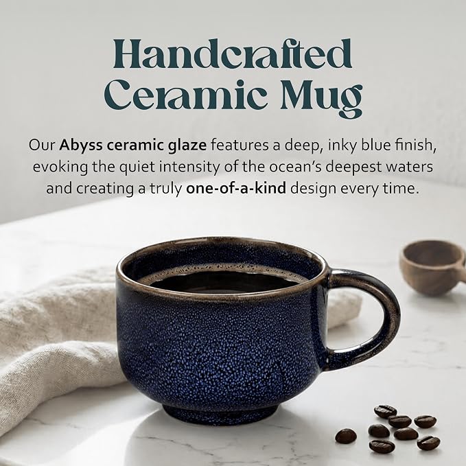 NOVA CERAMICS Navy Blue Extra Large Coffee Mug - 16 oz Ceramic Mug - Abyss | - Image 2