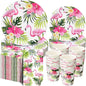 Funnymoom 250 Pcs Hawaiian Flamingo Party Decoration Luau Themed Paper Plates by Funnymoom