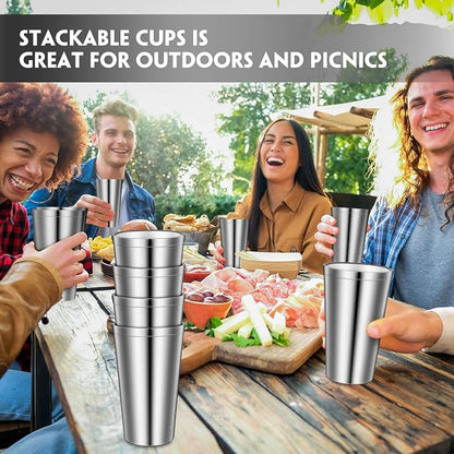 Zopeal 8 Pcs Stainless Steel Cups 16 Oz, Double Wall Vacuum Pint Cup Tumbler - Image 6