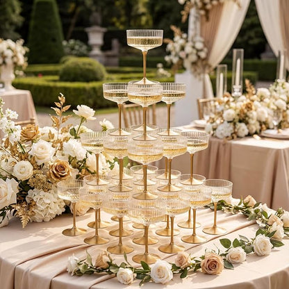LIYH 20pcs Plastic Martini Glasses Disposable 10 Oz Clear and Gold Plastic Cups - Image 5