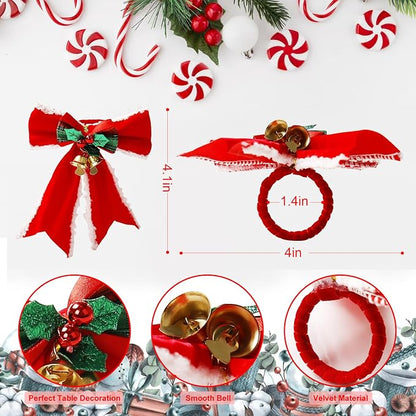 wonlex Christmas Napkin Rings Set of 6, Butterfly Handmade Napkin Ring Table - Image 7