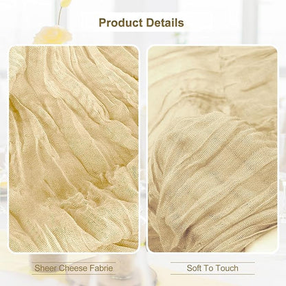 1 Pack Beige Cheesecloth Table Runner 35x120 Inch 10Ft Rustic Gauze Cheese - Image 2