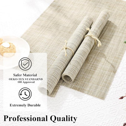 SHACOS Placemats Set of 4 Woven Vinyl Reversible Plastic Durable Place Mats - Image 3
