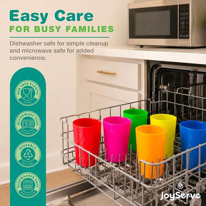 JoyServe Kids Plastic Tumblers, 10 oz Reusable Drinking Cups, Unbreakable - Image 5