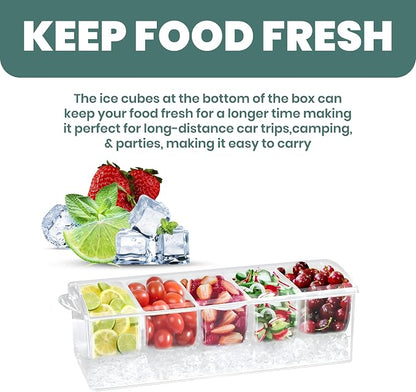 Chilled Condiment Caddy with Lids, 5 Spoons, 5 Forks & 2 Tongs | Chilled - Image 2