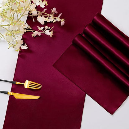 Horbaunal 12 Pack Burgundy Satin Table Runner 12 x 108 Inch | Smooth Table - Image 5