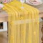 Artoid Mode Yellow Flower Pearl Yellow Gauze Table Runner 10FT, Seasonal Sheer by ArtoidMode