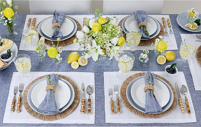 Solino Home Linen White Placemats Set of 4 - 100% Pure Linen Placemats 14 x 19 Inch for Winter, Valentines, Spring, Easter - Fete