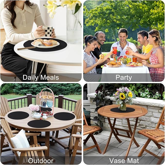 Homaxy Round Faux Leather Placemats and Coasters, Wipeable Place Mats, - Image 5